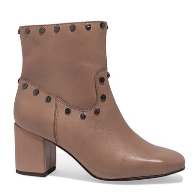 Bota Couro Confort Bege Salto Grosso