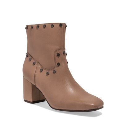 Bota Couro Confort Bege Salto Grosso