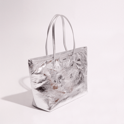 Bolsa Shopper Prata Metalizado Crinkle