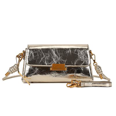 Bolsa Média Metalizada Crinkle Dourada