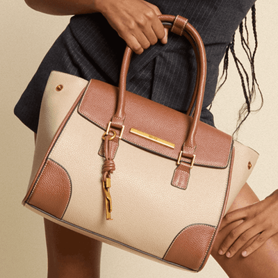 Bolsa Tote Floater Bege Pespontos Alça De Mão