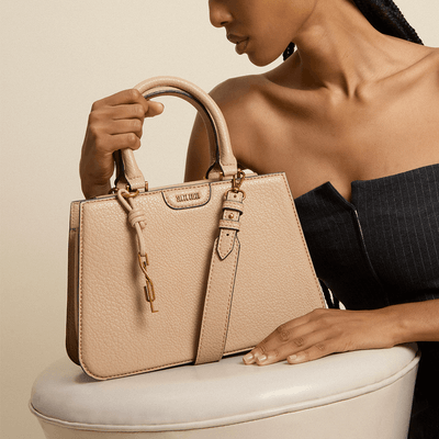 Bolsa Tote Floater Bege Texturizada Pespontos