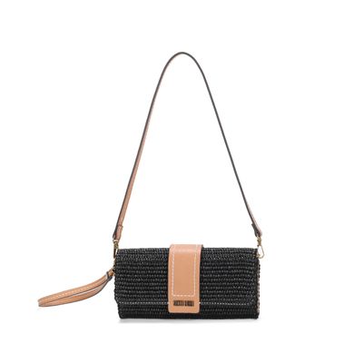 Bolsa Carteira Tramado Preta Alça de Ombro Alça de Ombro