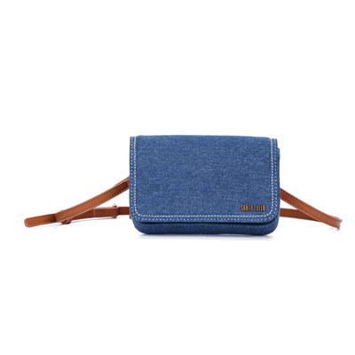 Bolsa Pequena Jeans Azul Alça Transversal
