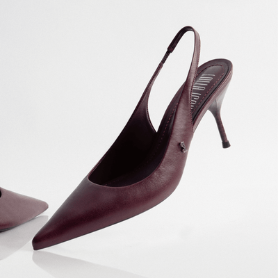 Scarpin Slingback Couro Confort Salto Médio Bordô