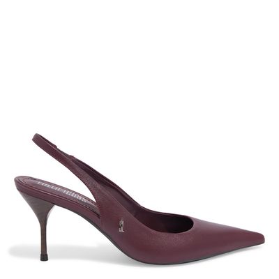 Scarpin Slingback Couro Confort Salto Médio Bordô