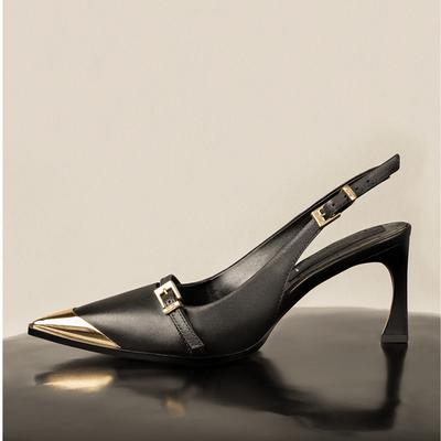 Scarpin Slingback Couro Pelica Soft Preto