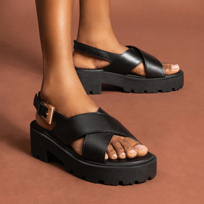 Sandália Papete Couro Confort Preto