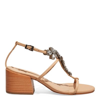 Sandália couro confort beige