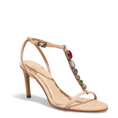 Sandália couro confort beige