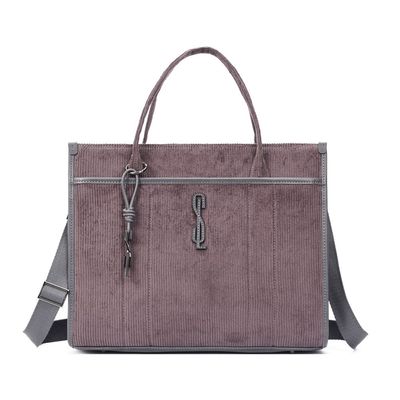 Bolsa Grande Veludo Cinza Alça Dupla
