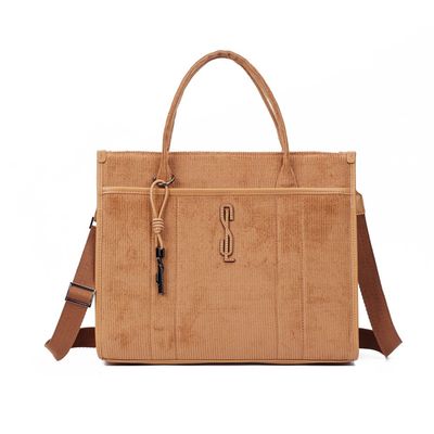 Bolsa Grande Veludo Caramelo Alça Dupla