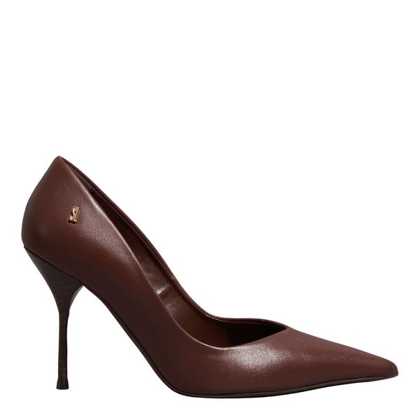 Scarpin One Couro Confort Marrom Bico Fino Salto Agulha