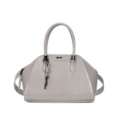 Bolsa Croco Cinza Ruby Alça Dupla