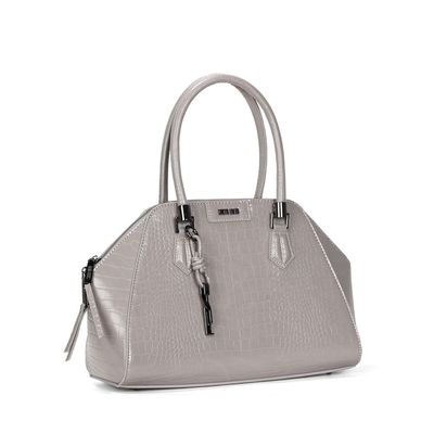 Bolsa Croco Cinza Alça Dupla