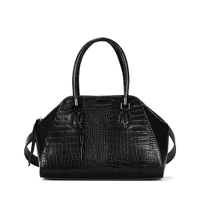 Bolsa Croco Preto Ruby Alça Dupla