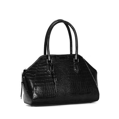 Bolsa Croco Preto Alça Dupla