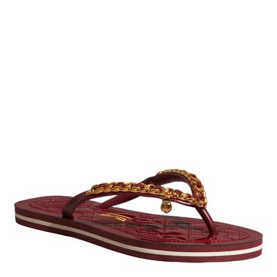 Chinelo Flip Flop Verniz Vermelho Marsala