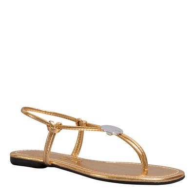 Rasteira Metalizada Reflexo Dourado