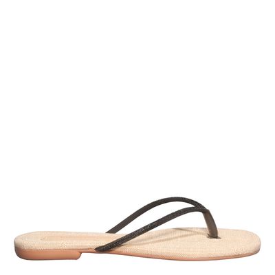 Rasteira Meia Cana Strass Preta