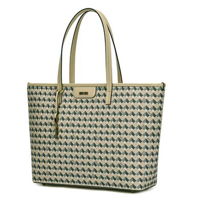 Bolsa Shopper Risco Cubos Bege Alça De Ombro