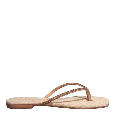 Rasteira Meia Cana Strass Rose