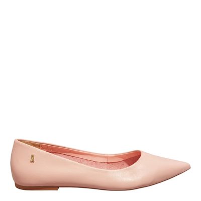 Sapatilha Couro Nobre Rosa Mate Bico Fino