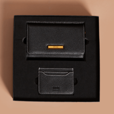 Kit Presente Bolsa Transversal e Porta Cartão Preto