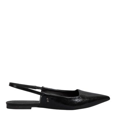 Sapatilha Slingback Metalizada Preta Bico Fico