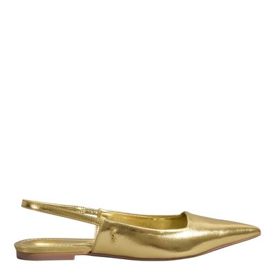 Sapatilha Slingback Metalizada Reflexo Dourada