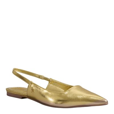 Sapatilha Slingback Metalizada Reflexo Dourada