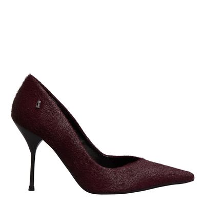 Scarpin Pelo Vermelho Tomato Bico Fino Salto Agulha