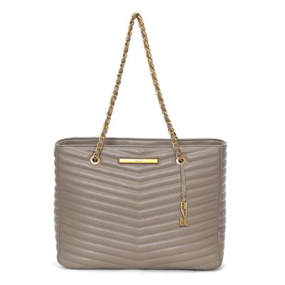 Bolsa Shopper Cinza Matelassê Alça De Ombro