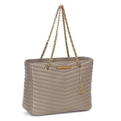 Bolsa Shopper Cinza Matelassê Alça De Ombro