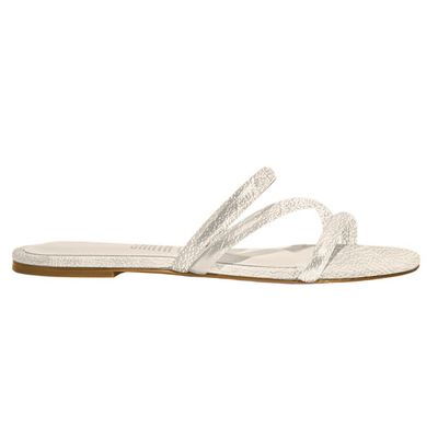 Rasteira Tiras Verniz Glossy Off White