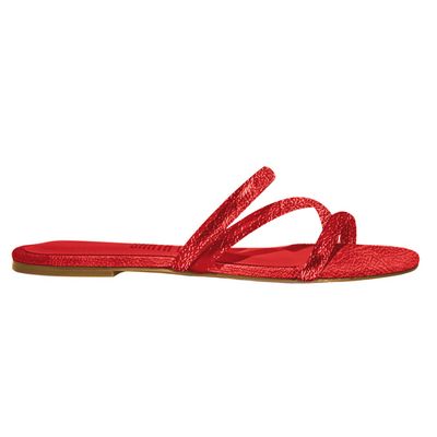 Rasteira Tiras Verniz Glossy Vermelha