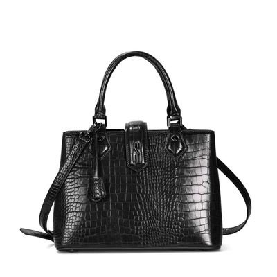 Bolsa Tote Croco Preta Alça Dupla