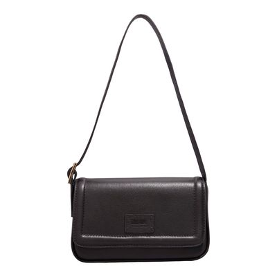 Bolsa Couro Floater Preta Alça De Ombro
