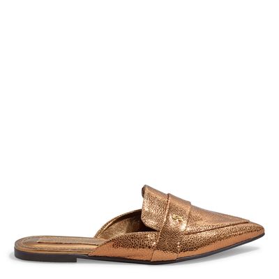 Mule Mocassim Metalizado Glow Bronze Bico Fino