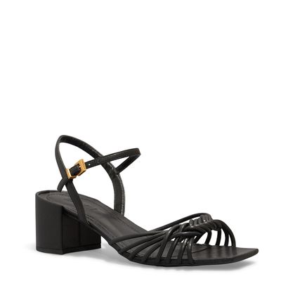 Sandália Napa Soft Preto Salto Bloco Baixo