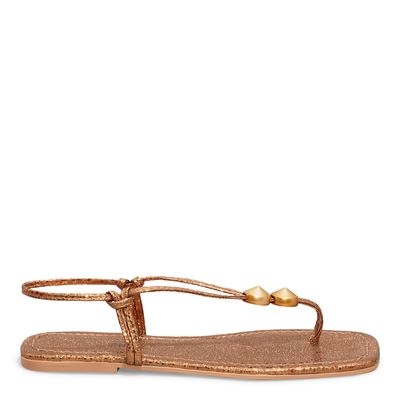 Rasteira Metalizado Glow Bronze Bico Quadrado