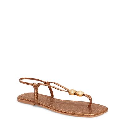 Rasteira Metalizado Glow Bronze Bico Quadrado