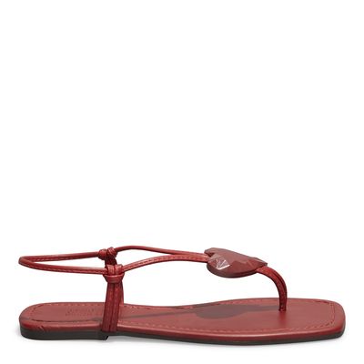 Rasteira Napa Soft Vermelha Bico Quadrado