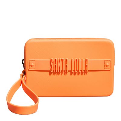 Clutch Borracha Laranja Alça De Mão