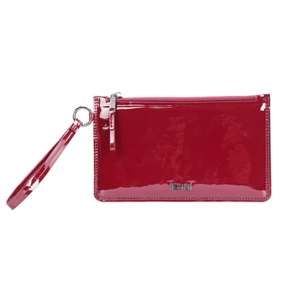Clutch Pequena Verniz Vermelha Alça De Mão