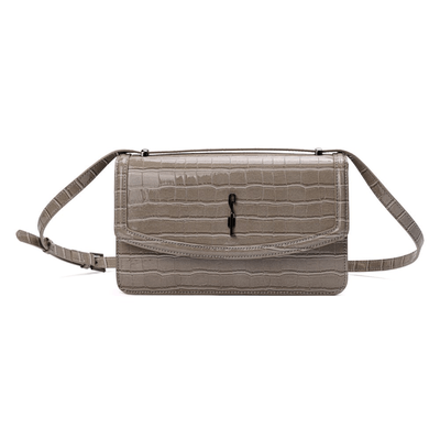 Bolsa Croco Alça Transversal Cinza