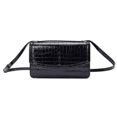 Bolsa Croco Alça Transversal Preta