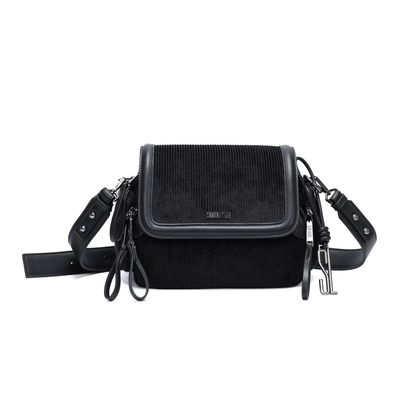 Bolsa Veludo Cotele Preta Transversal