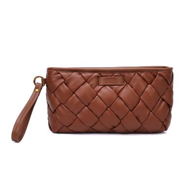 Clutch Pequena Soft Marroom Alça De Mão