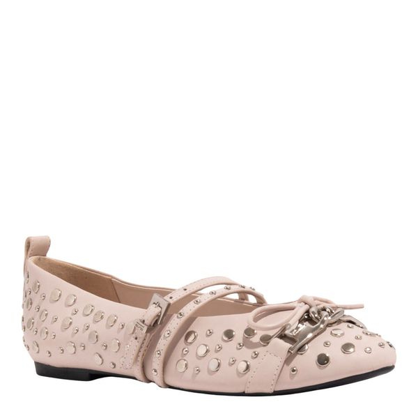 Sapatilha Bico Redondo Couro Confort Vanilla Tachas